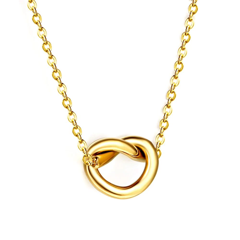 Collar con Colgante Anudado Personalizado y Sencillo para Mujer, de Acero Inoxidable, Elegante, para Uso Diario, Accesorio de Joyería para la Playa