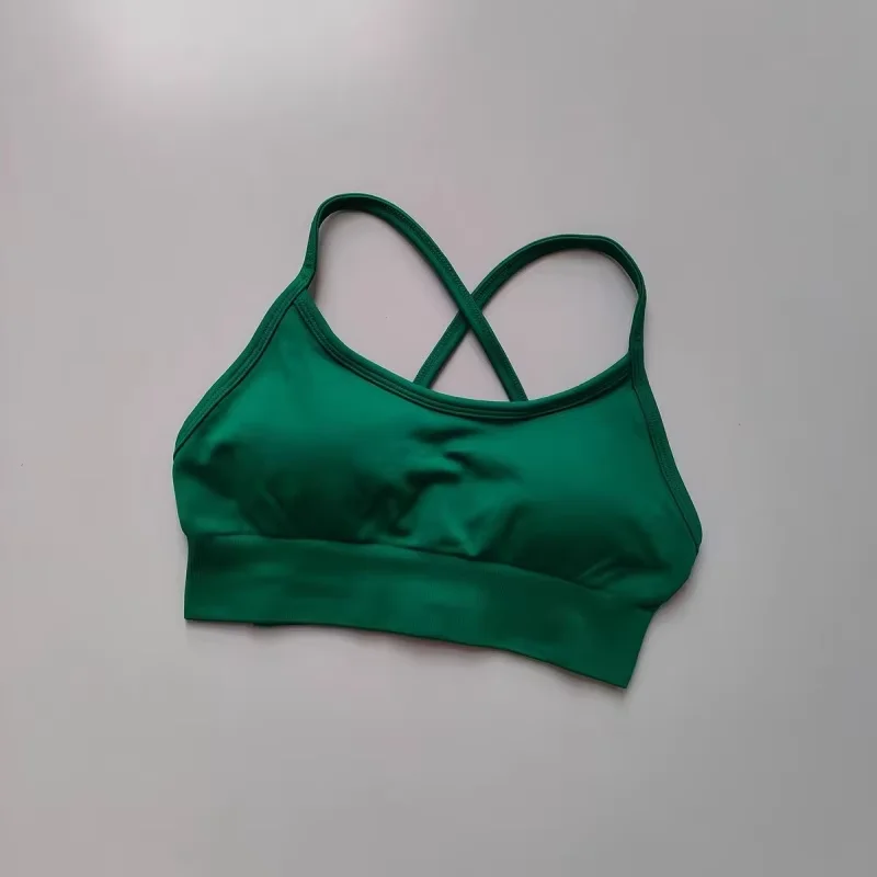 Schöner Yoga-Sport-BH mit offenem Rücken, dünnen Trägern und Kreuzriemen am Rücken, hochelastischer, atmungsaktiver BH, stoßdämpfend, ideal zum Laufen, für Pilates und Training. – Detail 8