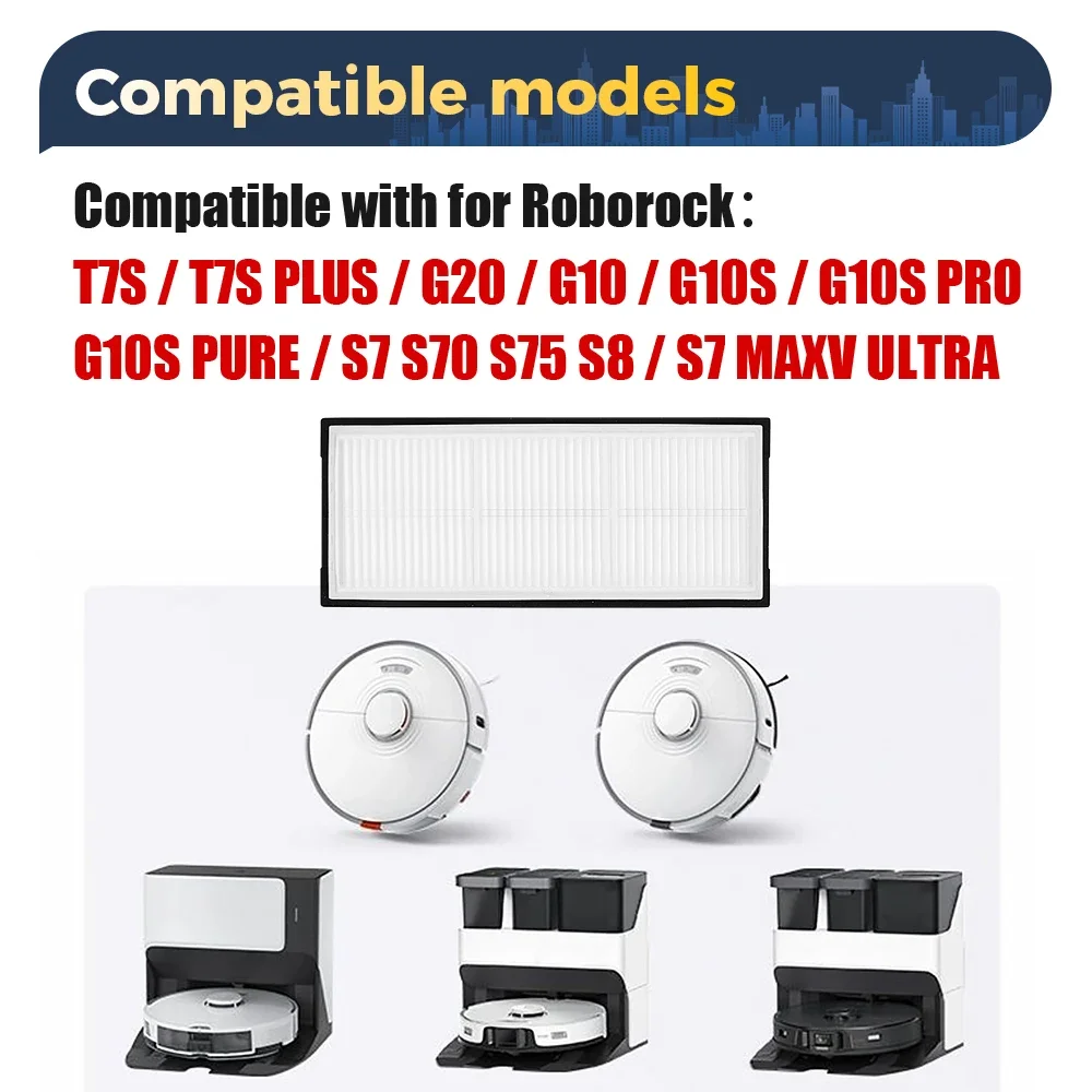 ل Roborock G10/G10S/S7/S70/S75/S8/S8/T7S/T7S Plus/G10S Pro/G10S Pure/G20 Pro Ultra HEPA مرشح جهاز آلي لتنظيف الأتربة قطع الغيار