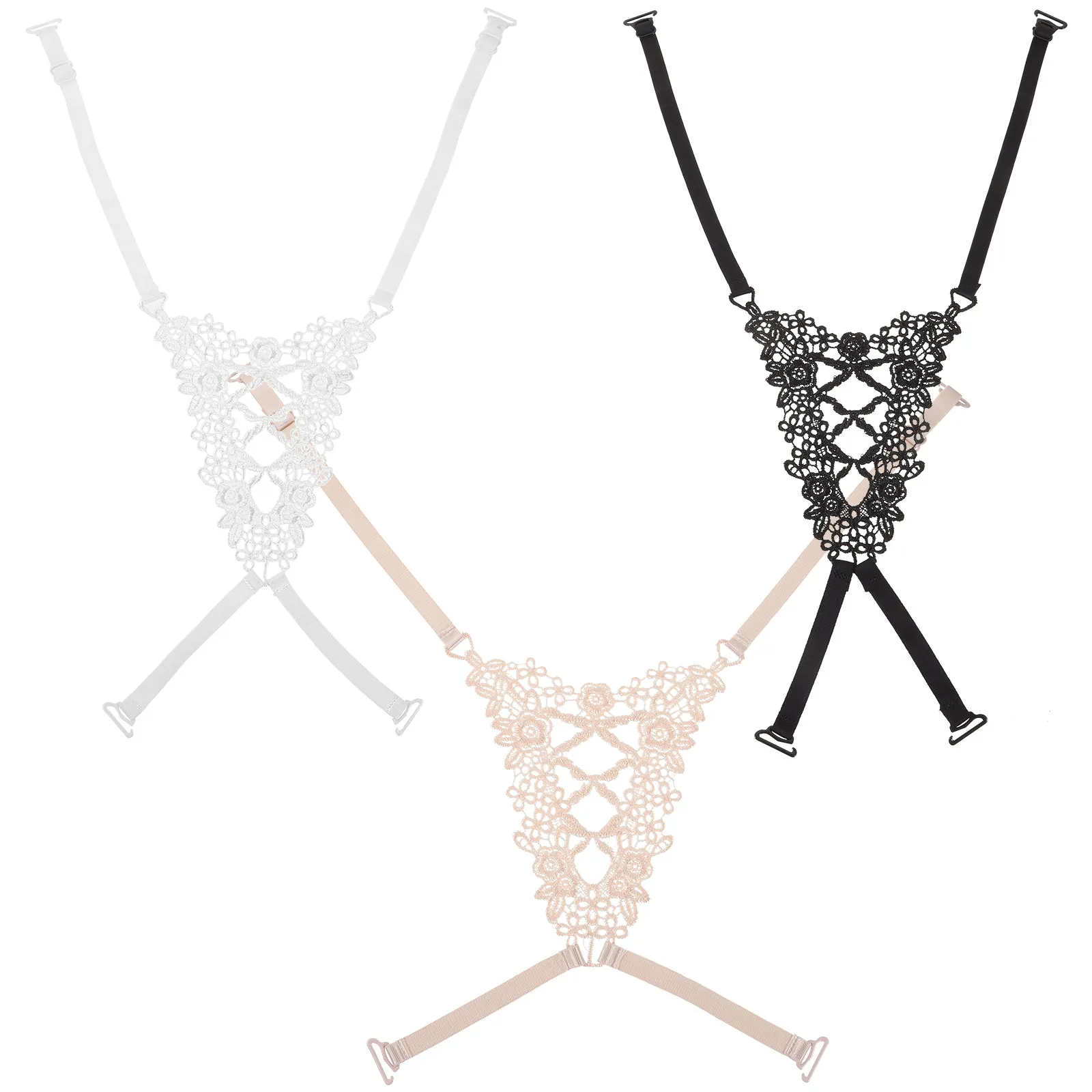 3Pcs Women Bra Straps Replacement Adjustable Elastic Chinlon Shoulder Extensions for Backless Tops Dresses Decorative Functional
