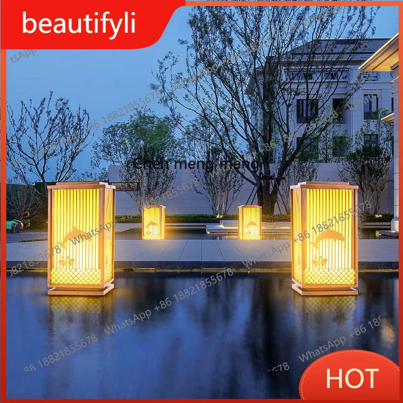 

L6080 Stainless steel brushed antique solar lawn stigma lamp courtyard garden villa outdoor landscape lamp