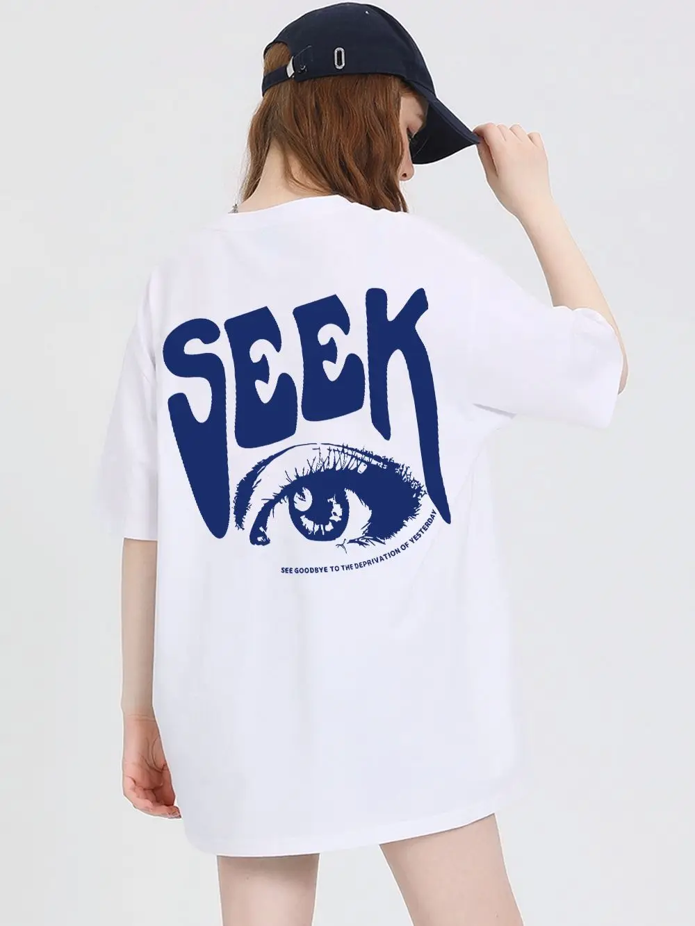 Fashion Cotton Womans T-Shirts Seek Anticipated Gaze Prints Tees Oversize O-Neck Soft Short Sleeve Comfortable Female Clothes
