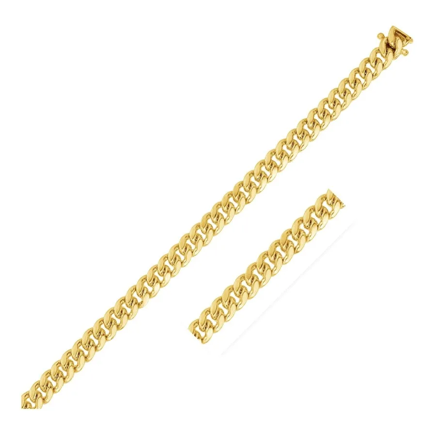 

5.0mm 14k Yellow Gold Classic Miami Cuban Solid Bracelet