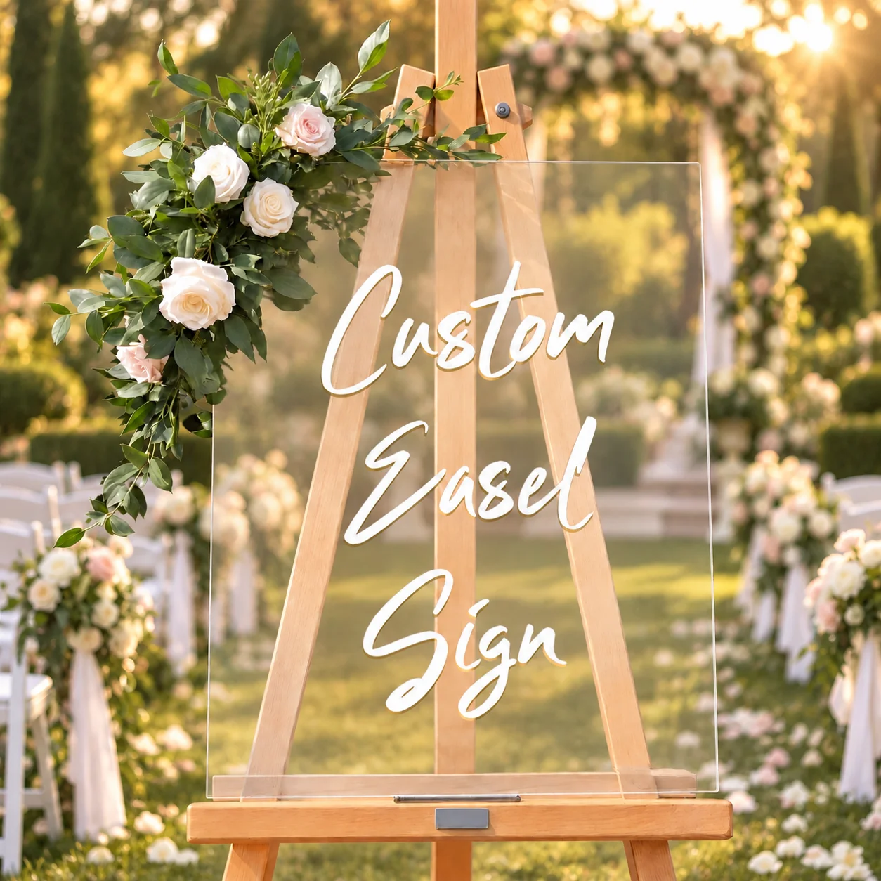 Custom Acrylic Wedding Welcome Sign Personalized Name Date Clear Acrylic Easel Sign Engagement Bridal Party Entrance Decor
