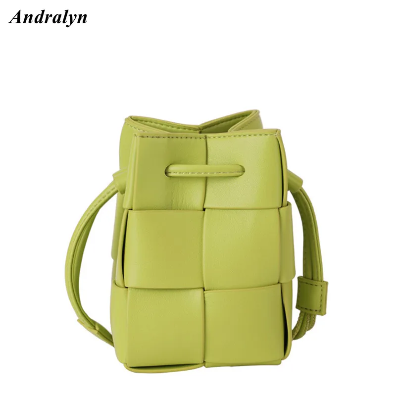 Versatile Bucket Bag Woven Small Green Portable Bag 2023 Summer Ladies Mini Shoulder Crossbody Bag Daily Use for Women Wallet