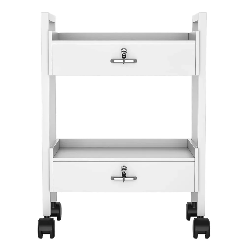 Gerobak Kabinet Kecantikan Salon, Laci Penyimpanan Bergulir 2 Lapis Troli, Roda Dapat Dikunci, Peralatan Penata Rambut Stasiun Salon Makeup