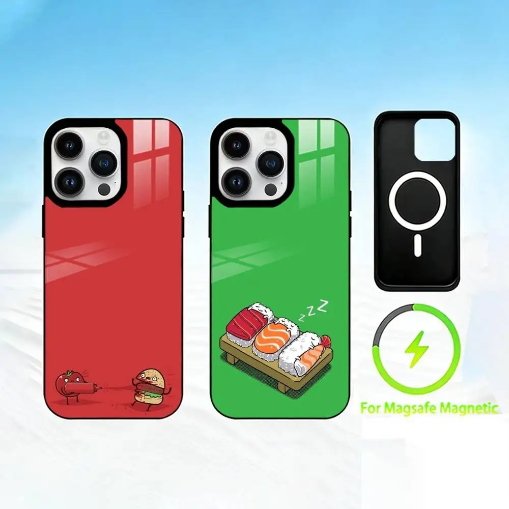 

L-Interesting cartoon minimalism Phone Case For iPhone 17 16 15 14 13 12 Pro Max Plus for Mirror Wireless Magnetic Cover