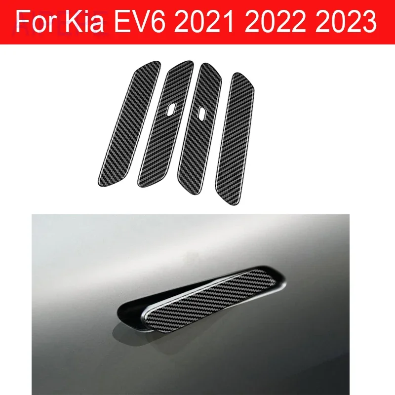 for KIA EV6 2021 2022 2023 Styling Carbon Fiber Chrome Car Door Handle Cover Car Accessories