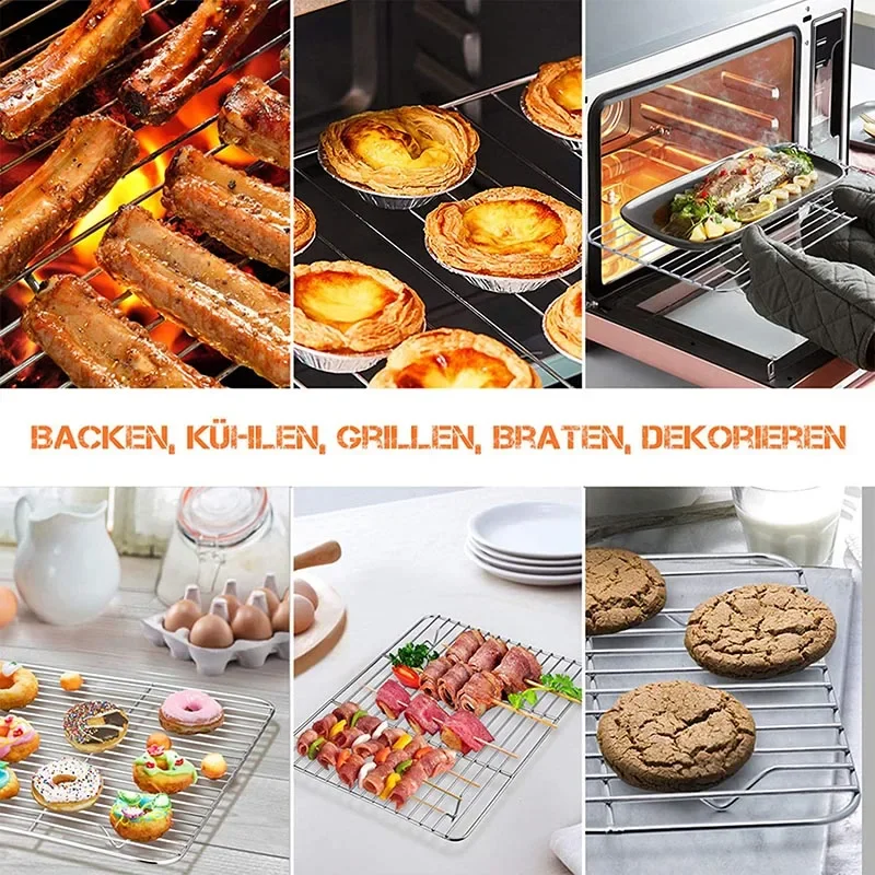 مستطيلة الفولاذ المقاوم للصدأ شواء كوكي الخبز عموم مع رف تبريد قابل للإزالة أداة المطبخ صينية غير لاصقة مناسبة للفرن