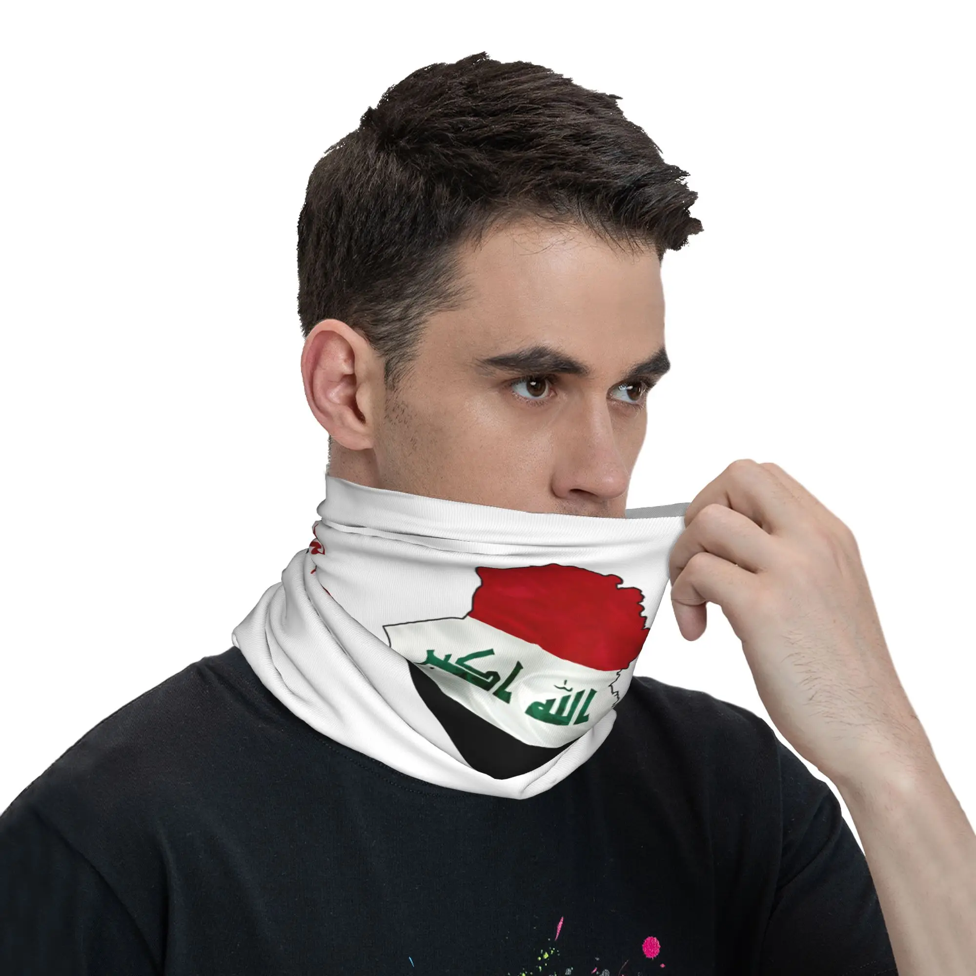 Iraq Flag Map  Love Iraq Balaclava  Outdoor Sports Face Cover Mask Male y2k Funny Windproof Bicycle Mask Soft Warm Scarf Bandana view 3