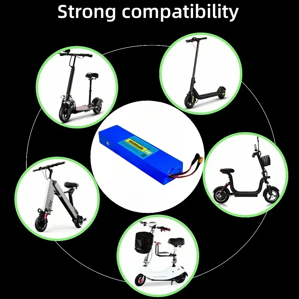 36V 10500mAh Rechargeable Lithium Battery Pack 18650 10S3P 500W Power Modified 36V Electric Scooter Battery with BMS.