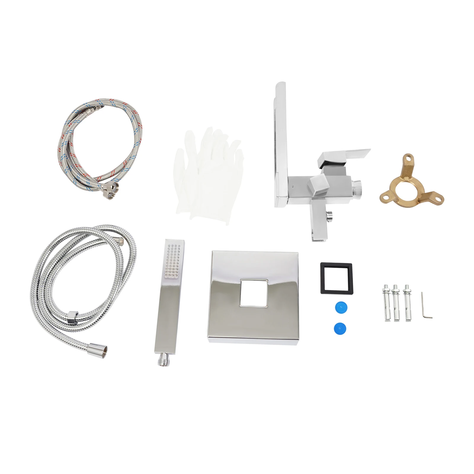 Floor Vertical Bathtub Faucet Freestanding Shower Hot & Cold Faucet 360 Rotation Spout with Hose Single Handle Shower Mixer Tap