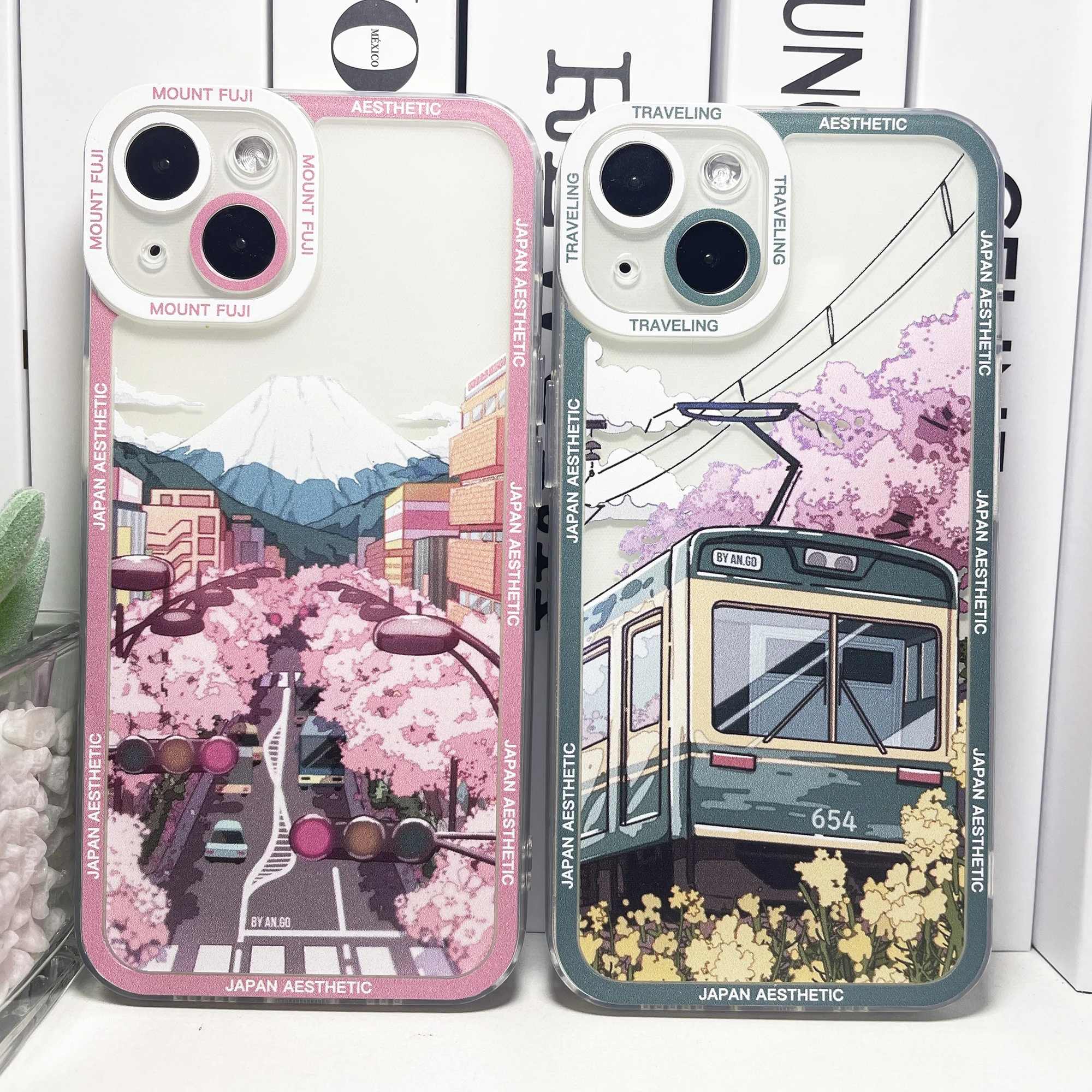 Japanese Aesthetic Traint Moun Fuji Phone Case For iPhone 16 15 14 13 12 11 Pro Max Mini XS X XR SE 7 8 Plus Clear Soft Cover