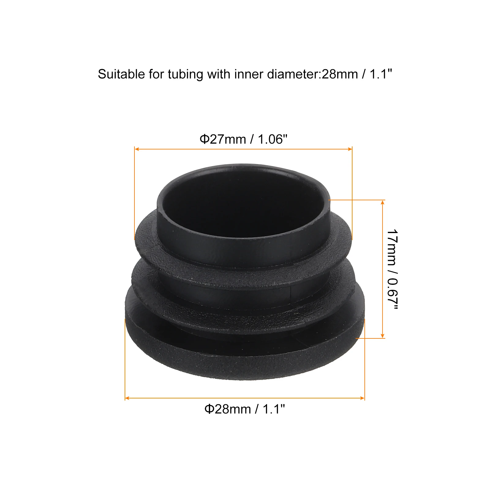 5-76Pcs Round Plastic Plugs Black Tubing End Caps Plugs Furniture Leg Pipes Insert Glide Protection for Chair Sofa Table Shelf