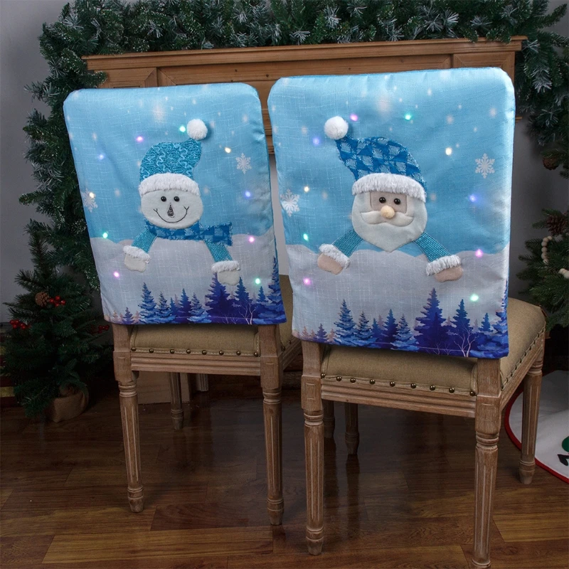 LED Christmas Chair Cover, Santa, Snowman, Decorative Light Up, Chair Back