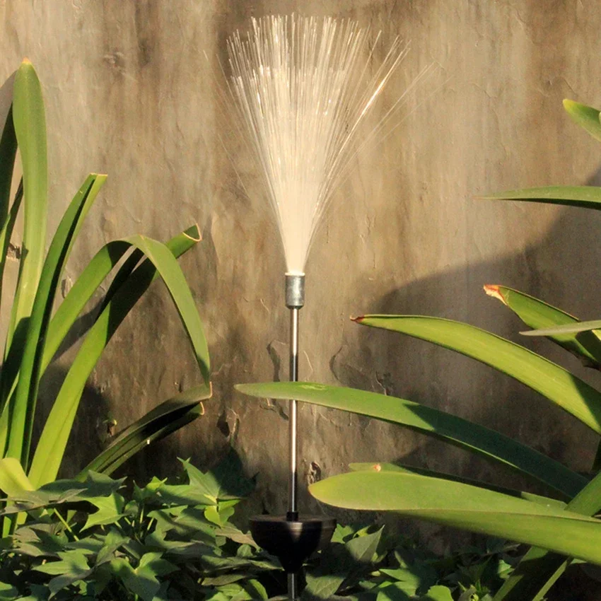 Luci solari da giardino, 7 luci a palo solare in fibra ottica che cambiano colore Decorative per esterni, luce da giardino impermeabile