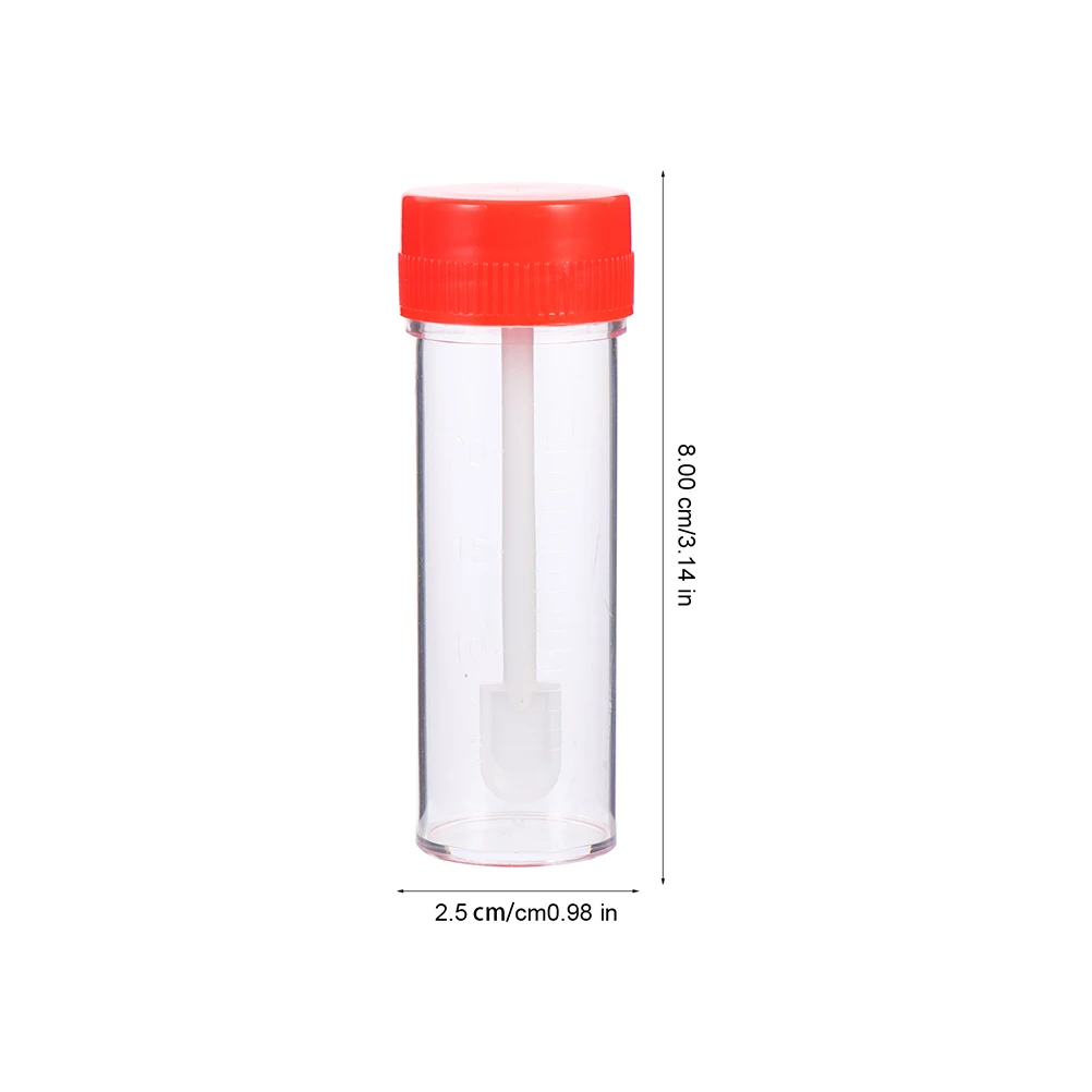 12pcs Stool Sampling Tubes Disposable Plastic Specimen Containers Lid for Medical Test Sample Storage Collection Kit
