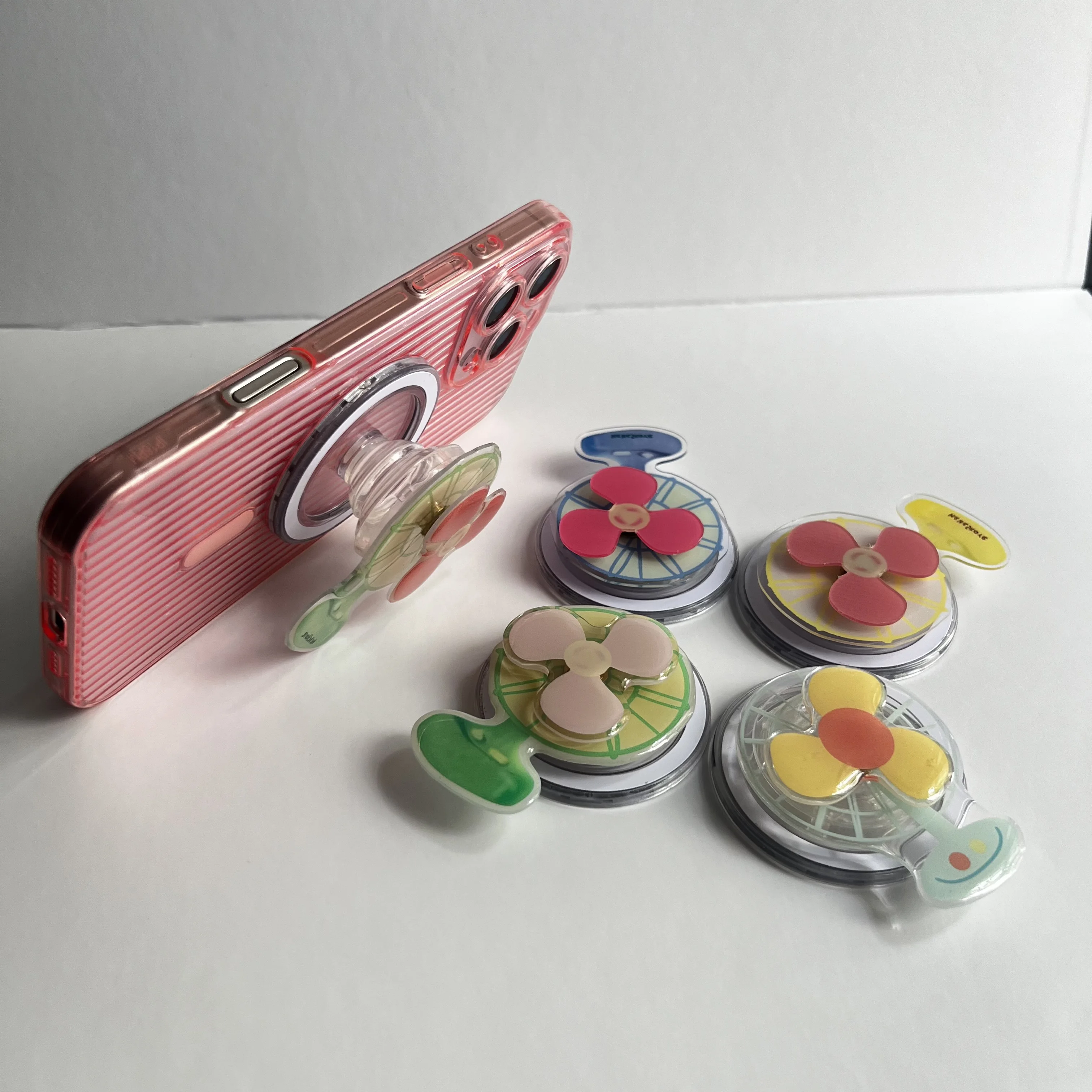 

Корейский милый мультяшный поворотный вентилятор, держатель для телефона Griptok, поддержка IPhone, Samsung, чехол для телефона, Grip Tok, кронштейн для розетки, подарок для девочки