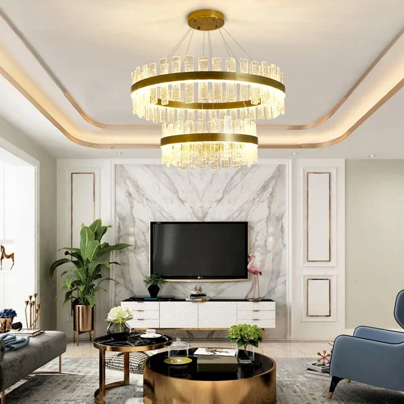 

Modern Chandeliers Gold K9 Crystal Lighting Hang Lamp Cristal Luster Kitchen Island Led Lights Indoor Light Fixtures
