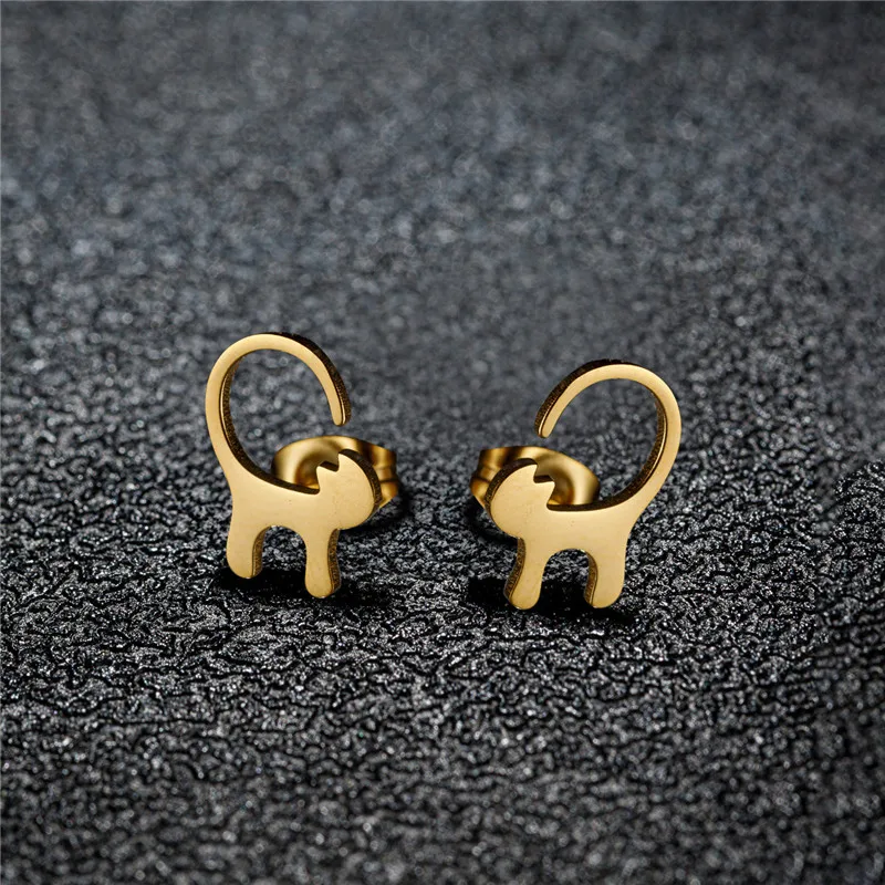 Multiple Stainless Steel Cat Birds Earrings for Women Girls Minimalist Fairy Ghost Skull Earing Piercing Jewelry Punk Studs Gift - Image 3