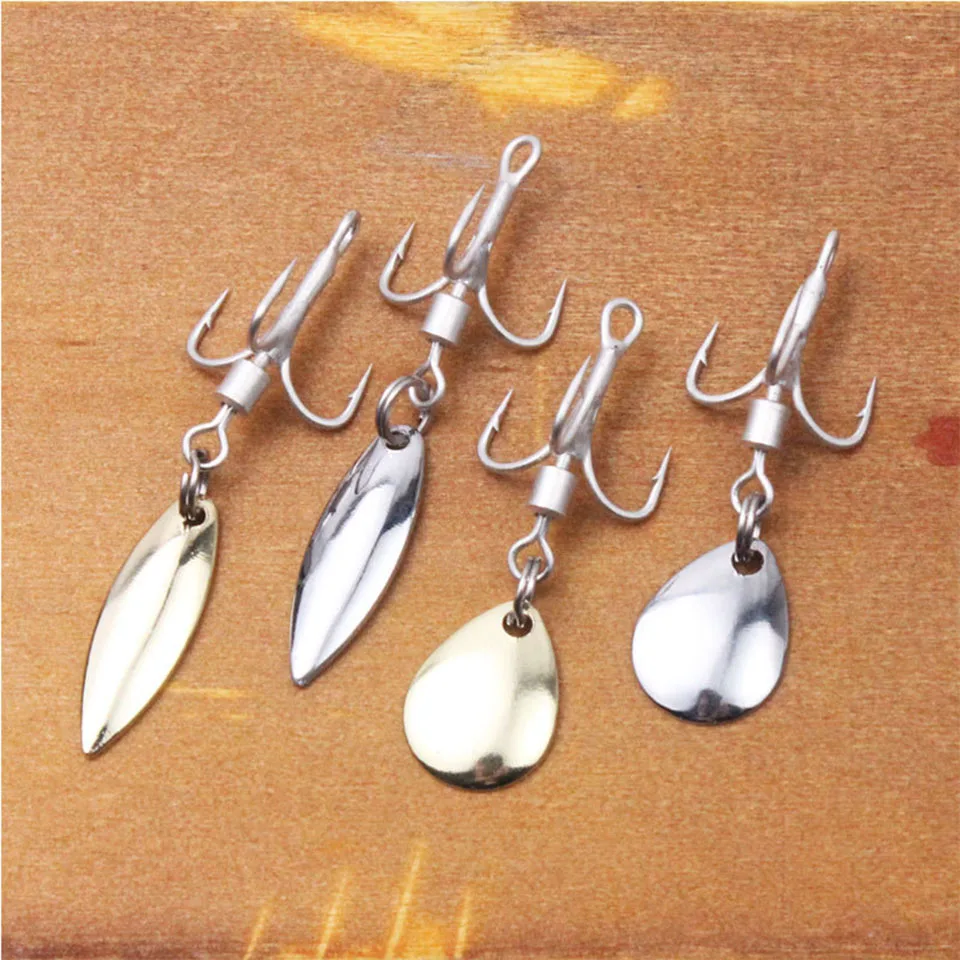 5 Stück Schweiß-Dreifachhaken mit rotierenden Pailletten Angelhaken DIY Fischhaken Pesca Zubehör Metall-Jig-Assist-Haken – Detail 5