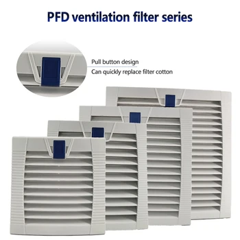 PFD9803 Luftfilterplatte für 120 mm Abluftventilator, Grill, Belüftungsschrank, Lamellen, Zugschnalle, Netzabdeckung, IP55