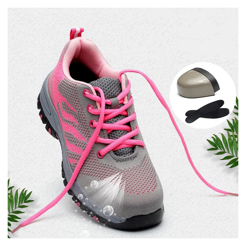 women leisure summer steel toe covers work safety shoes pink worker shoe security low boots protective footwear seguridad zapato