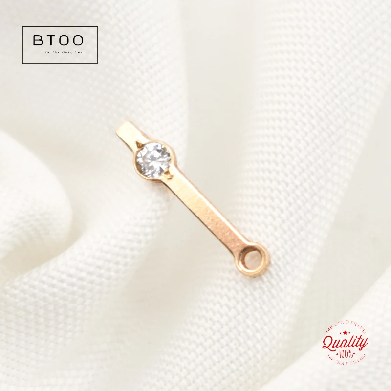 Real 14K Gold Filled Strip Shape Charm Zircon Connector Pendant For Necklace DIY Jewelry Tarnish Resistant Jewelry Findings