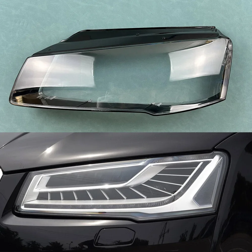 

For Audi A8 D4 Front Headlamp Cover Transparent Lampshades Lamp Shell Masks Headlight Shade Lens Plexiglass 2014~2017