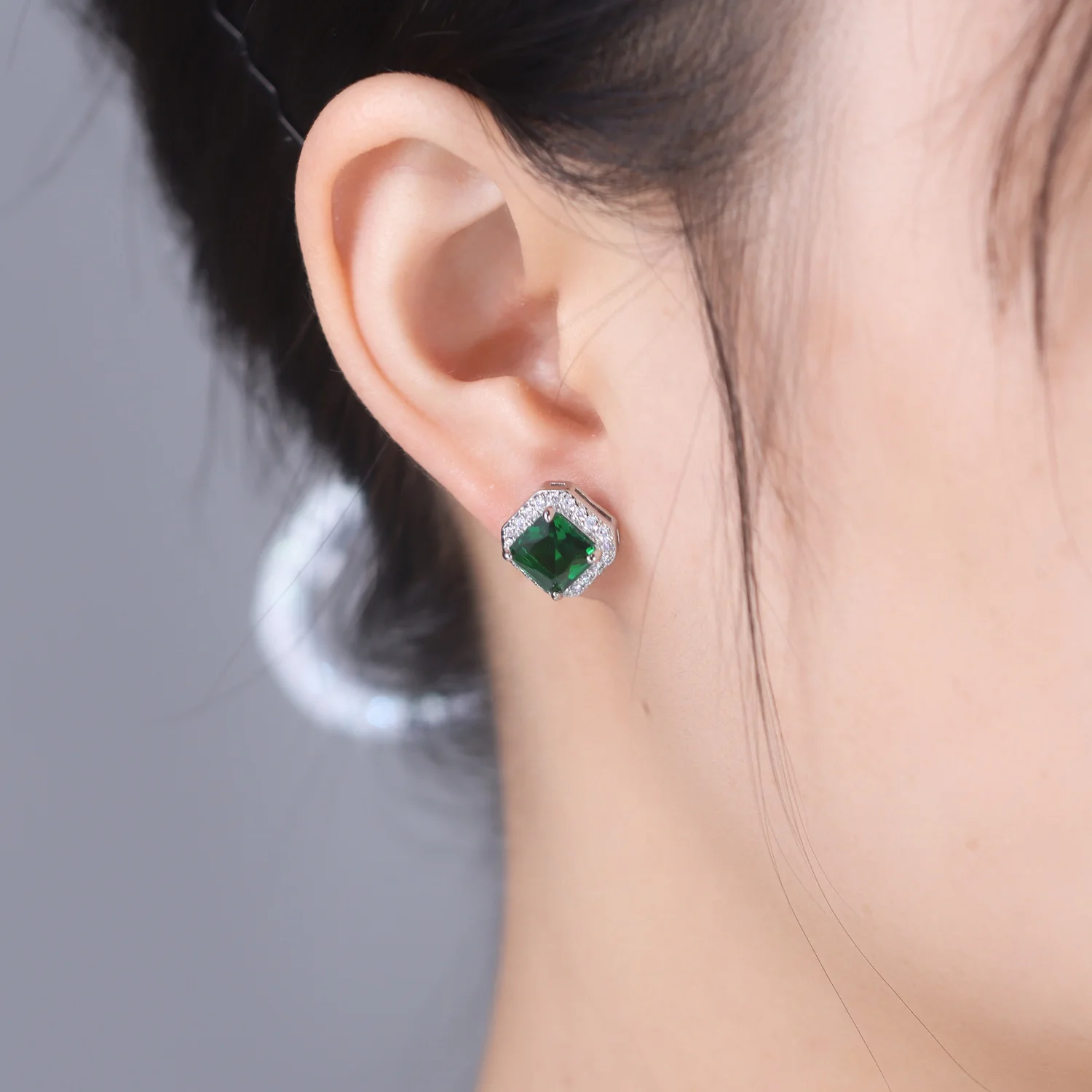 925 Sterling Silver Fine Versatile Square Earrings Zircon Stud Earrings For Lady S925 Jewelry Party Exquisite Birthday Gifts