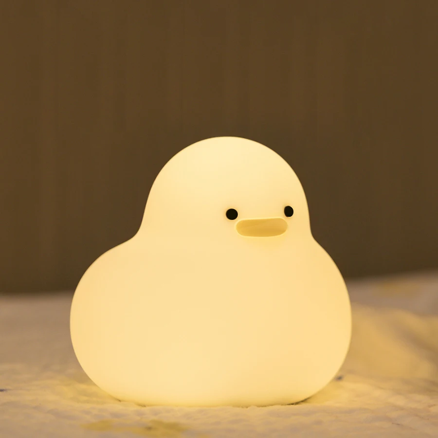 Veilleuse en silicone avec minuterie pour enfants, lampe tactile à gradation, aste par USB, canard, sommeil, chambre à coucher, dessin animé, décoration animale, cadeau