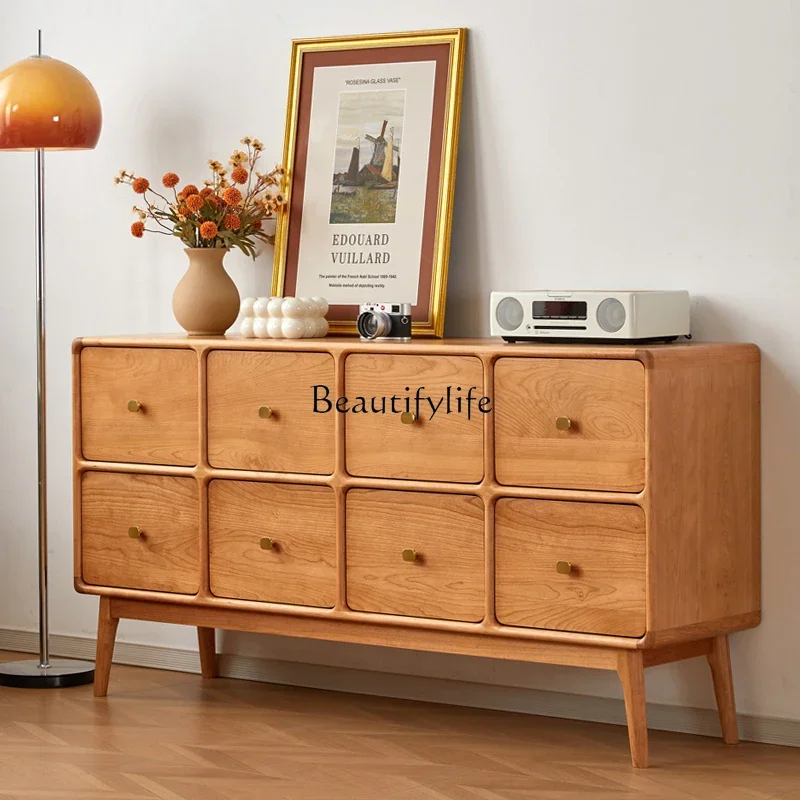

Wabi Sansan Cherry Wood Solid Wood Bucket Cabinet Living Room Locker