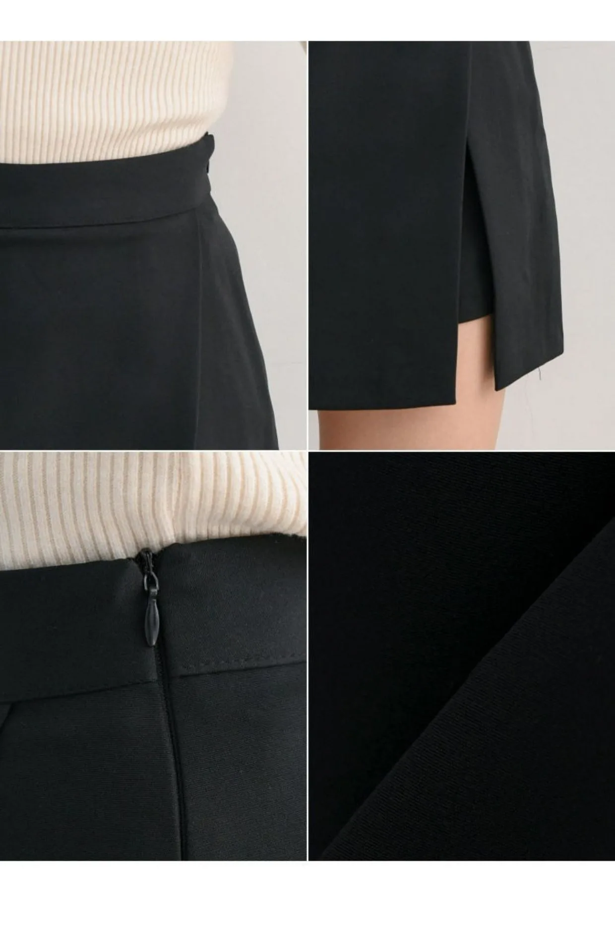 Damenrock mit hoher Taille, A-Linie, lässig, vielseitig, sexy, mit Schlitz, Hüftrock für alle Jahreszeiten – Detail 15