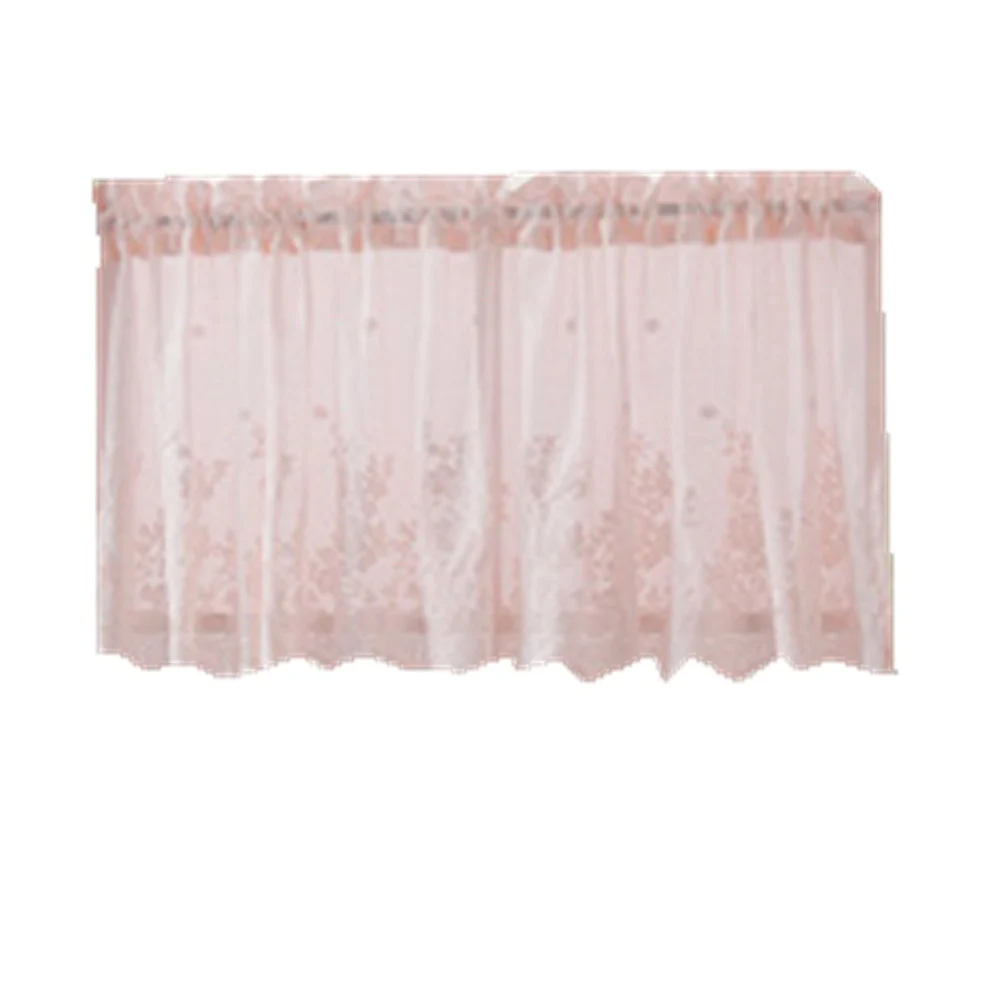 74x61cm Half Curtain Lace Short Curtain Window Decor for Living Room Room Kitchen Sun Proof Ventilated Design Pink