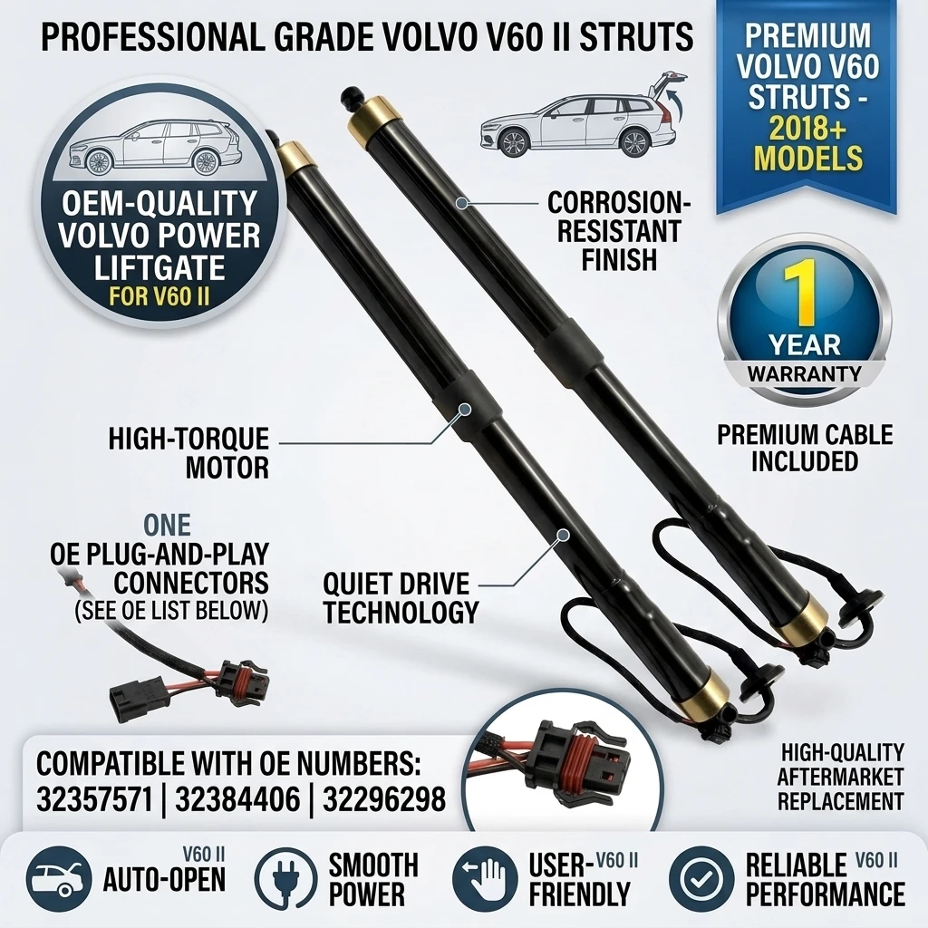 Ammortizzatore elettrico per portellone posteriore, 2 pezzi, sistema di sollevamento elettrico per portellone posteriore, ammortizzatori per Volvo V60 II 2018-2024, 32357571, 32384406, supporto a