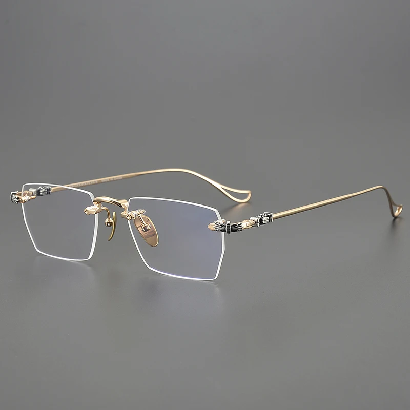 2025 New Ultra Light Frameless Polygonal Lens Glasses Luxury Eyeglass Frame Unisex Business Glasses Can Be Matched With Myopia