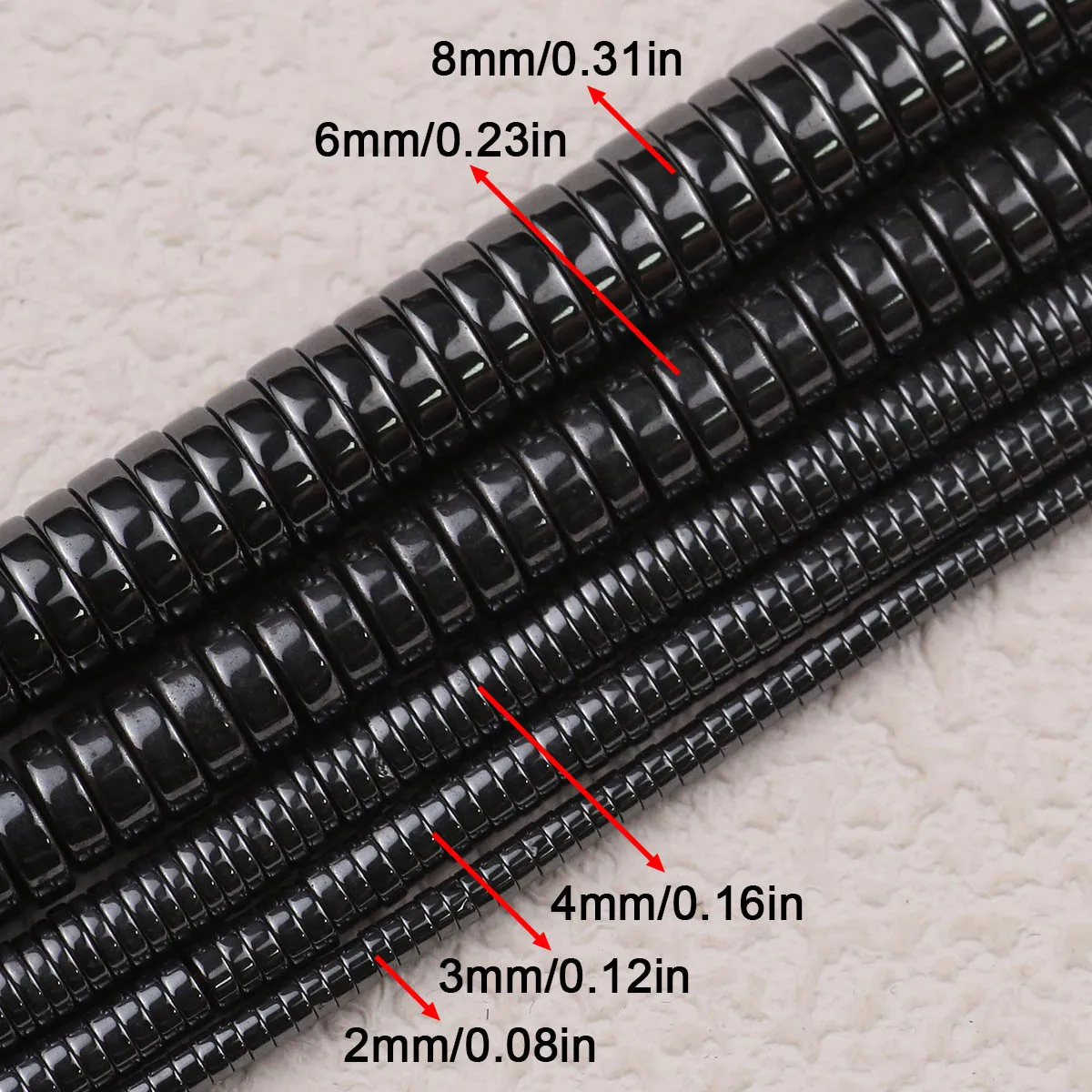 BTFBES Round Spacer Beads Black Hematite Loose Bead Natural Stone for Jewelry Making 2/4/6/8mm DIY Bracelets Necklace 180pcs/lot
