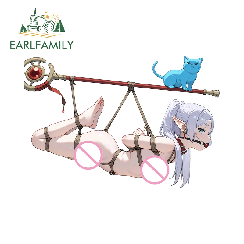 

EARLFAMILY Frieren Tied Up on Staff Decal Waterproof Sexy Anime Loli Scratch-Proof Personality Decal Trunk Vinyl Car Wrap Decor