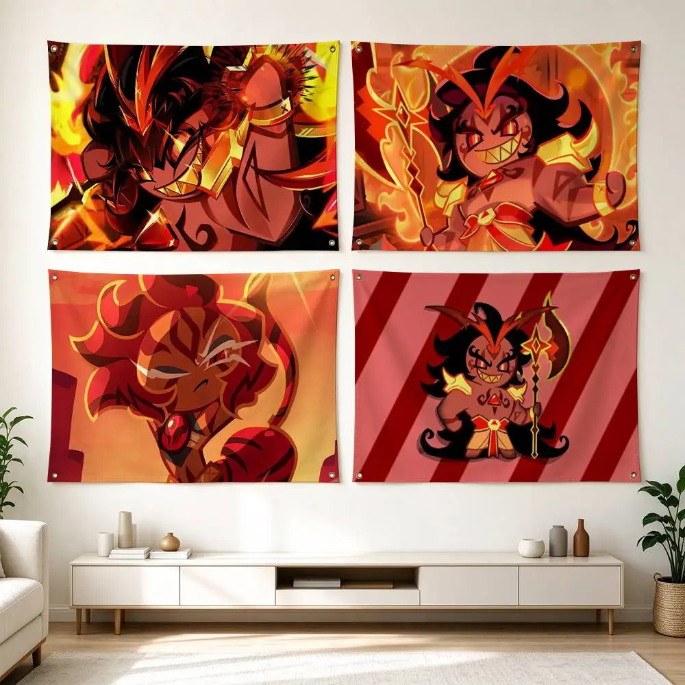 C-Cookie Run Kingdom Burning Spice Cookie  Flag Suitable For Party Club Outdoor Interior Wall Decoration Banner Fans Gift