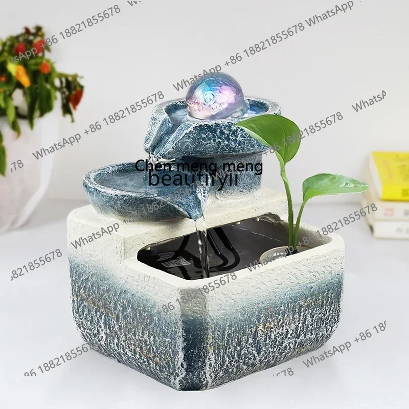 cc182 غرفة المعيشة عجلة فنغ شوي المياه المتدفقة تجعل المال زخرفة دوران المياه ميزة مكتب سطح المكتب محظوظ ، الديكور R #2