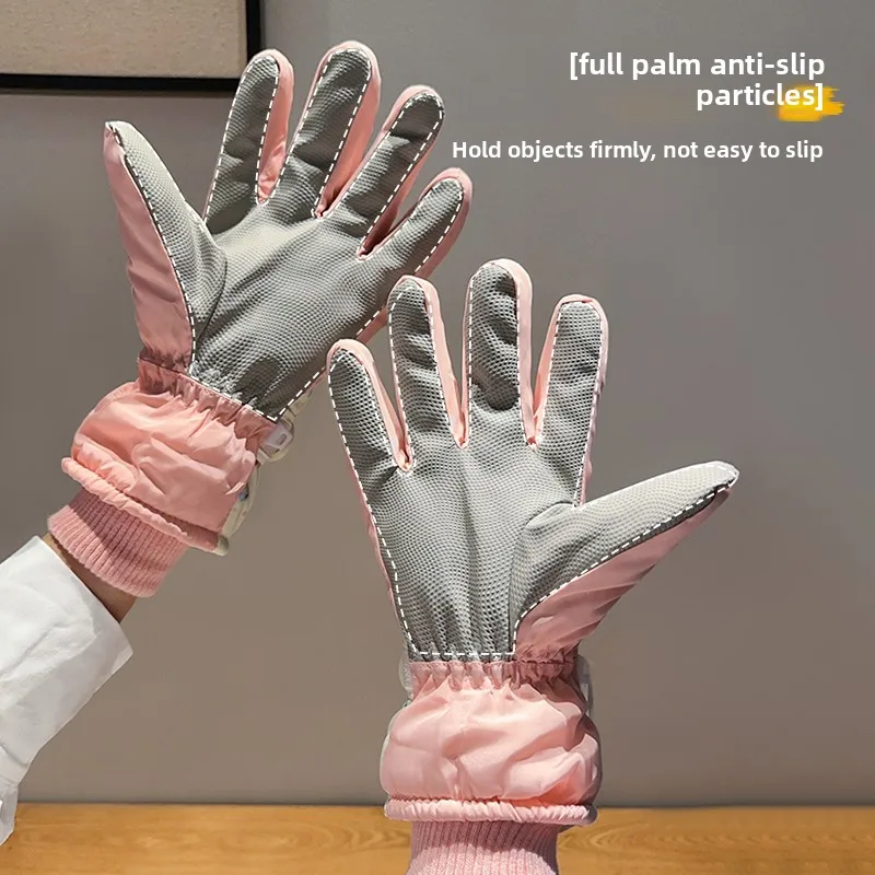 Niedlicher Bär, weibliche Herbst- und Winterhandschuhe, Skifahren, volle Handfläche, Touchscreen, plus samtverdickt, wind- und wasserdicht, Reiten