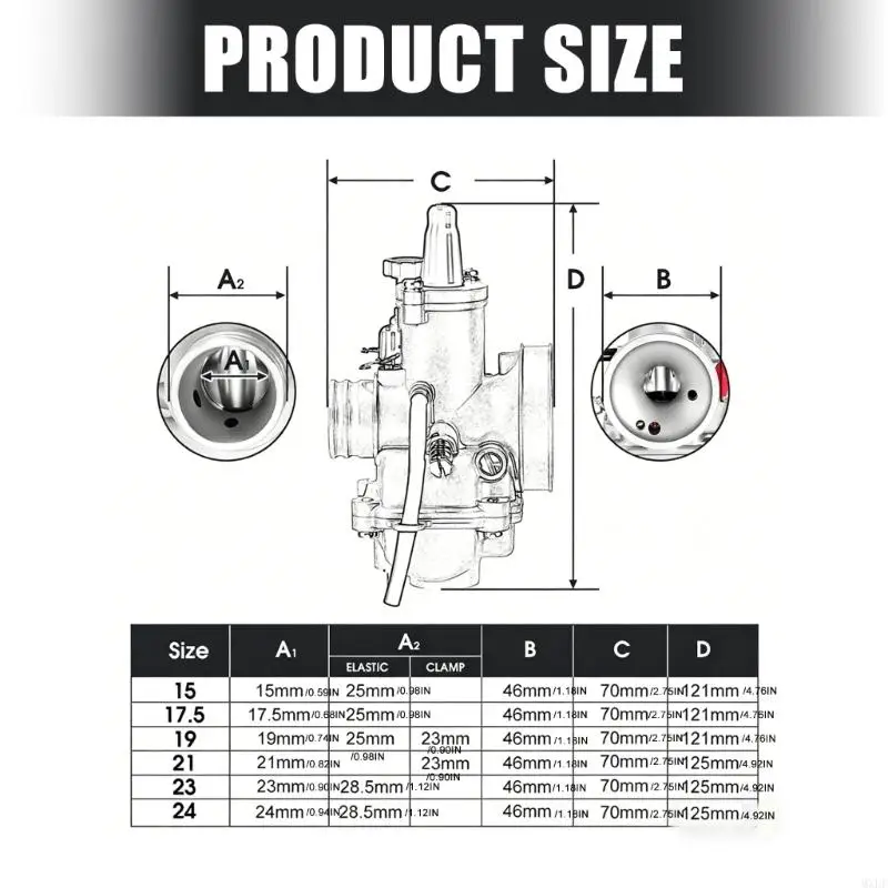 Lightweight Aluminum Carburetor Universal fit for YZ125 Dirt Bike Engine Upgrade