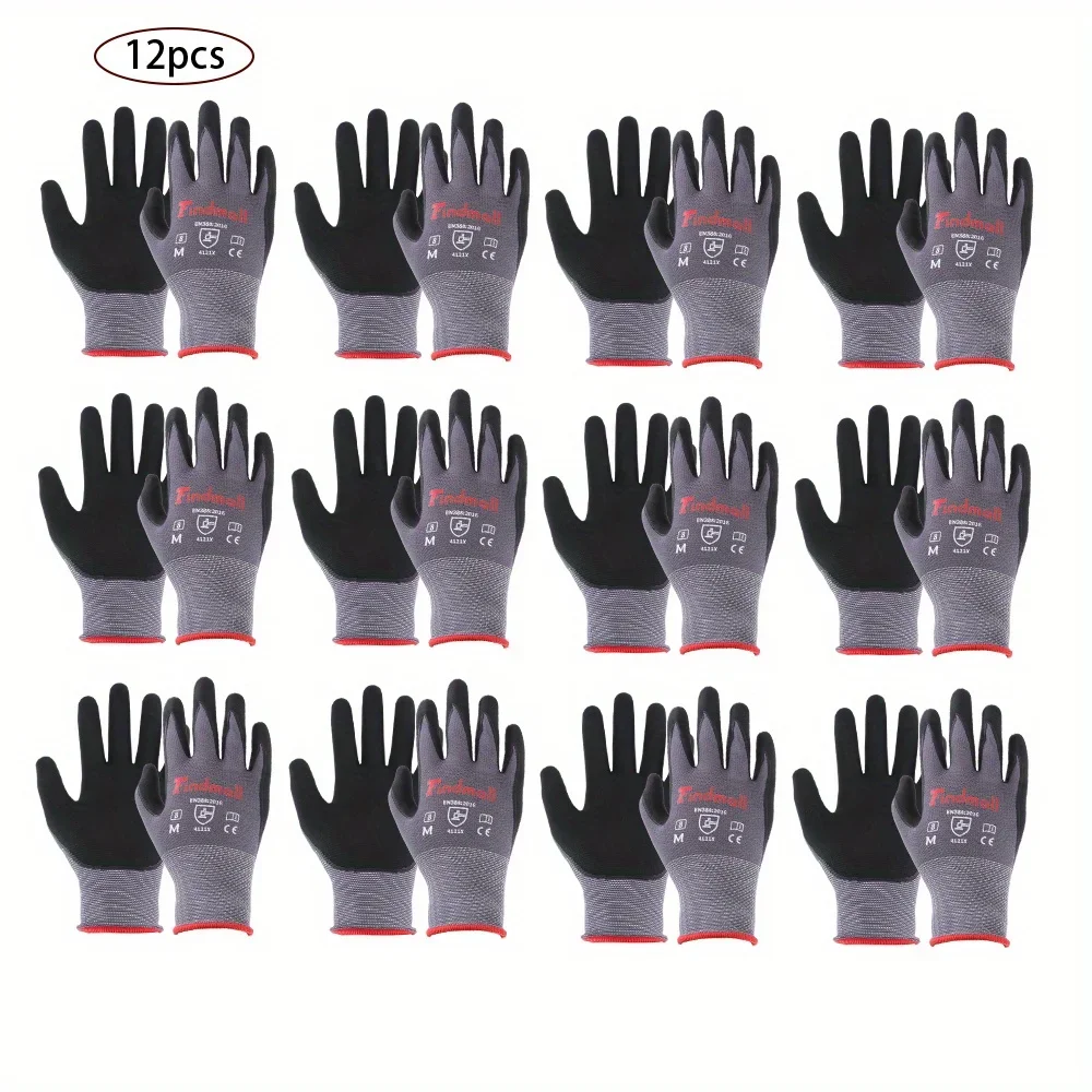 

12 pairs of medium work gloves Women's Men's Seamless Knitted Gloves Gardening gloves Suitable for warehouses and logistics