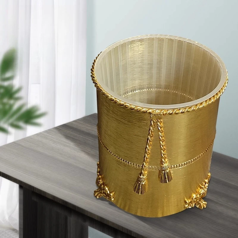 European-style Waste Bin Large Household Waste Bin Luxury Vintage Storage Bin Circular Lixeira Banheiro Household Merchandises