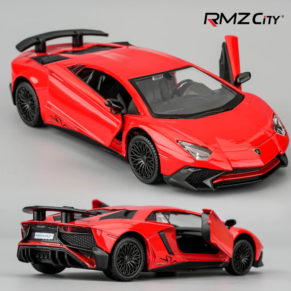 Voiture jouet Lamborghini Aventador, échelle 1:36, modèle à dos côtelé moulé sous pression, portes ouvertes, jouet de collection pour enfants de 3 ans et plus, cadeau rouge