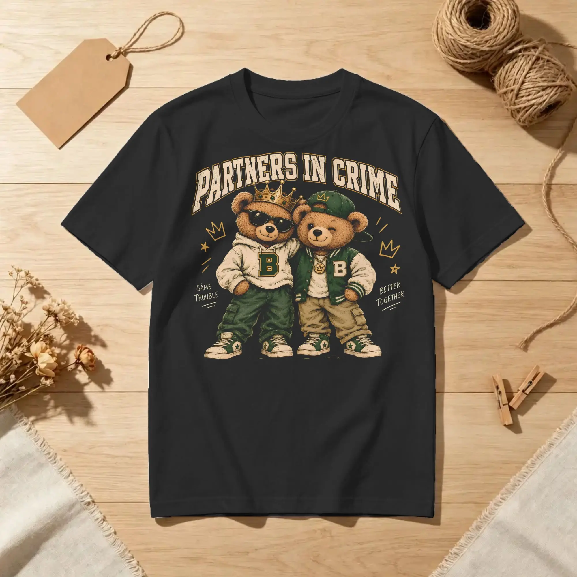 Bncmap PARTNERS Bear Brooke & Connor T-Shirt for Men Women  Novelty Cotton Tees Crewneck Short Sleeve T Shirt Unique Tops
