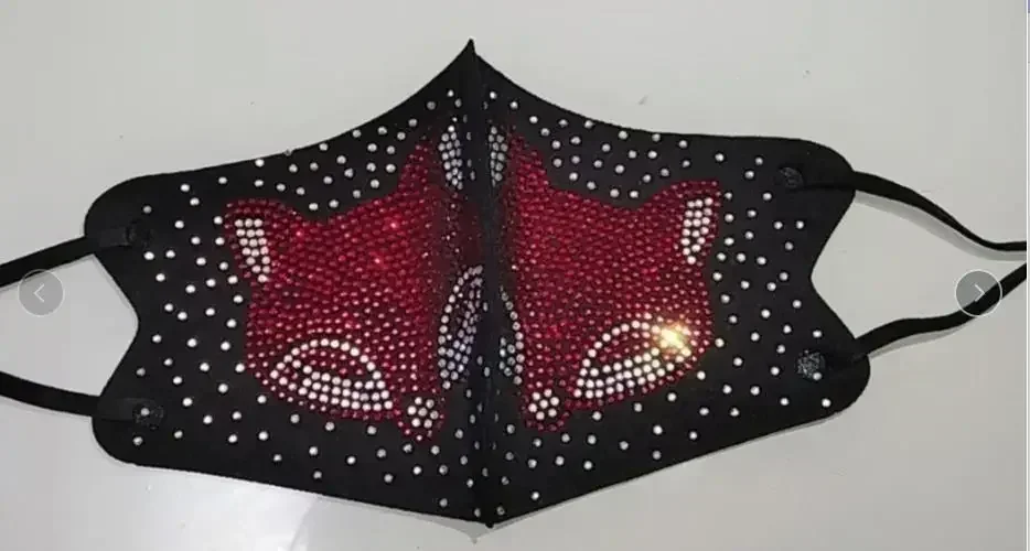 strass masker bling bling zwart masker edelstenen