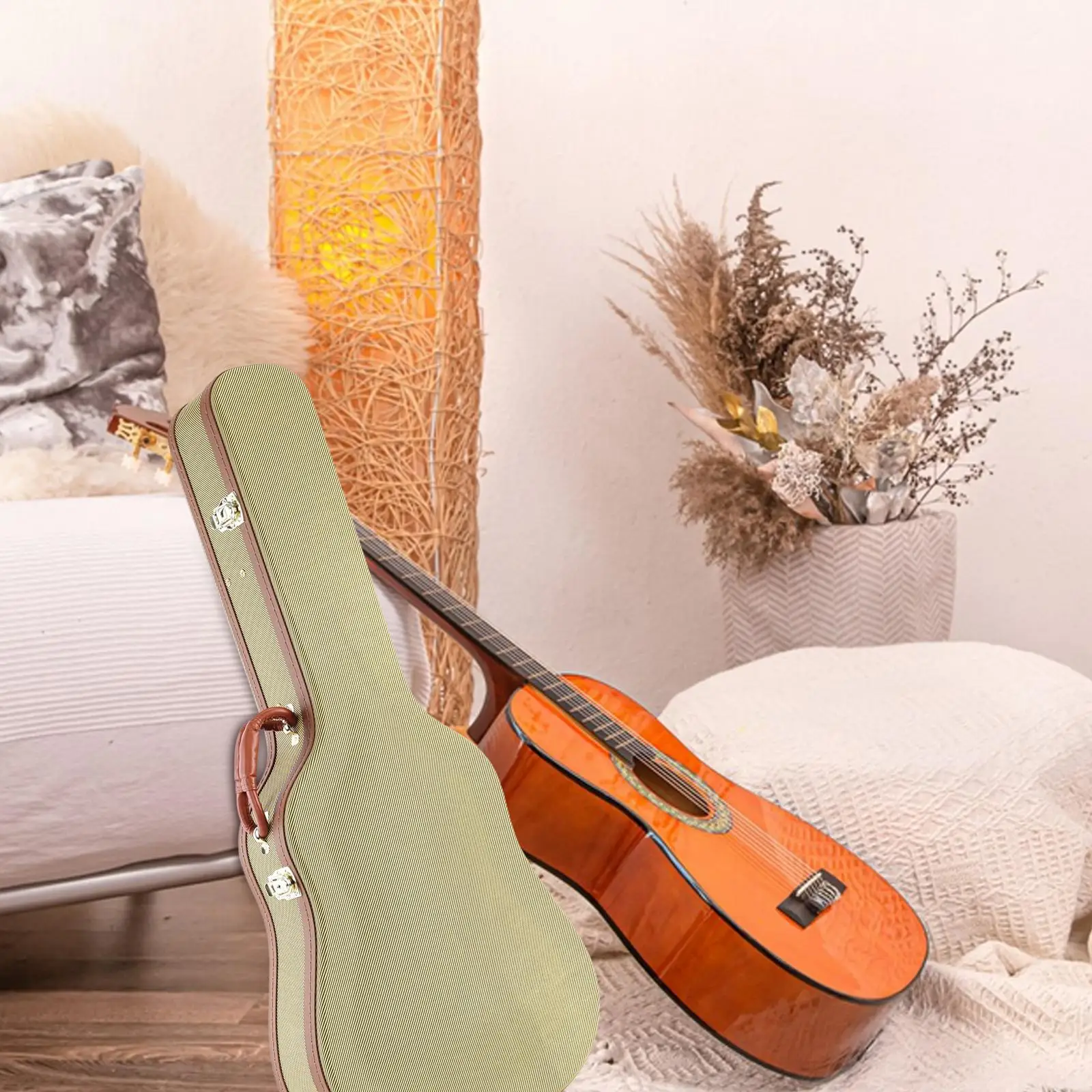 

40'' 41'' Guitar Case Hard Shell Case Portable Storage Space Dust Cover Adjustable Shoulder Strap for Performance Exercise