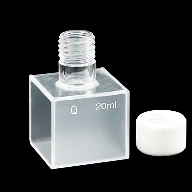 

Quartz square screw port sample pool optical path 30mm capacity 20ml two-way light transmission ultraviolet research