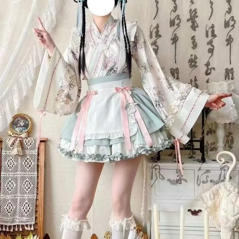 

Lolita Hanfu Set Chinese Style Sweet Dress JK Uniform Pink Top Skirt Cute Accessories Full Set for Women Theme Party New